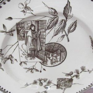 Rare 1800s Victorian Aesthetic Movement china Butterflies Brown Transferware